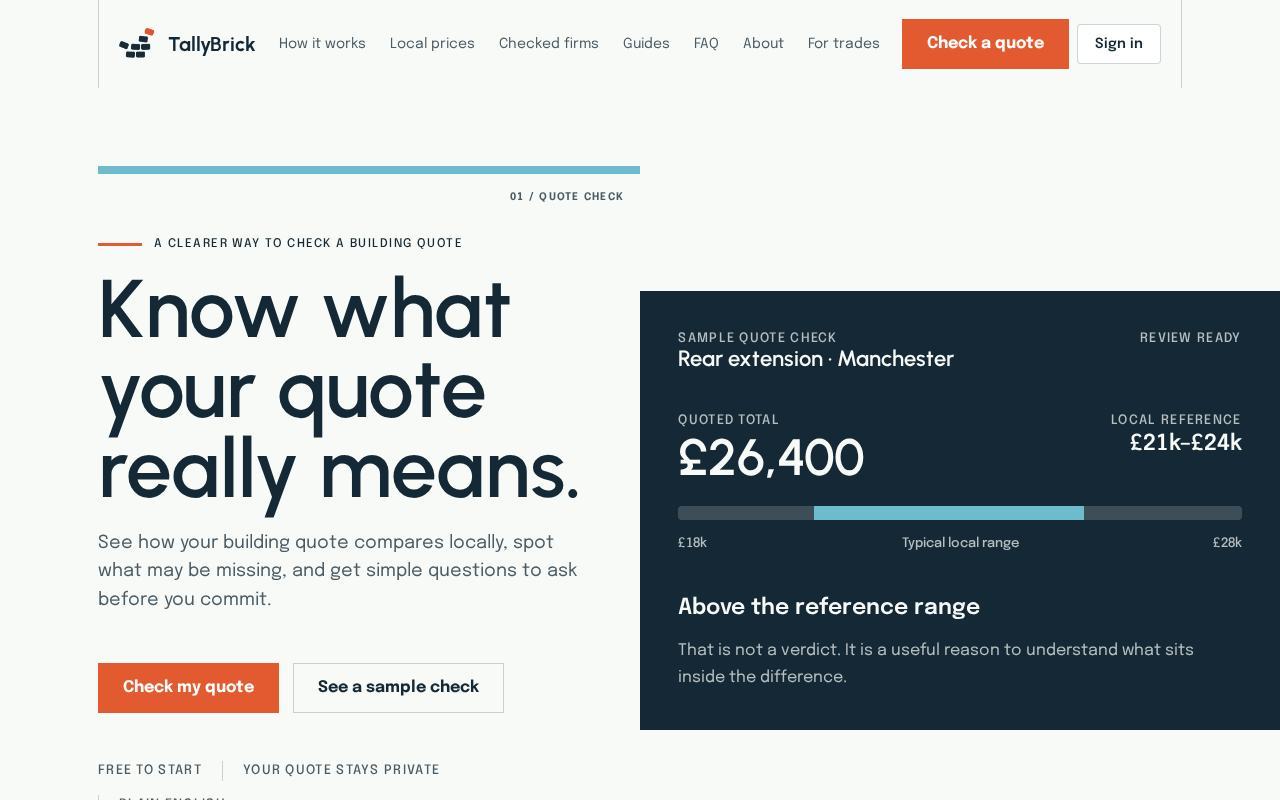 TallyBrick website homepage